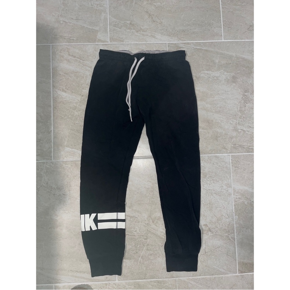 PINK Victoria's Secret Black Joggers with White Logo Stripe
